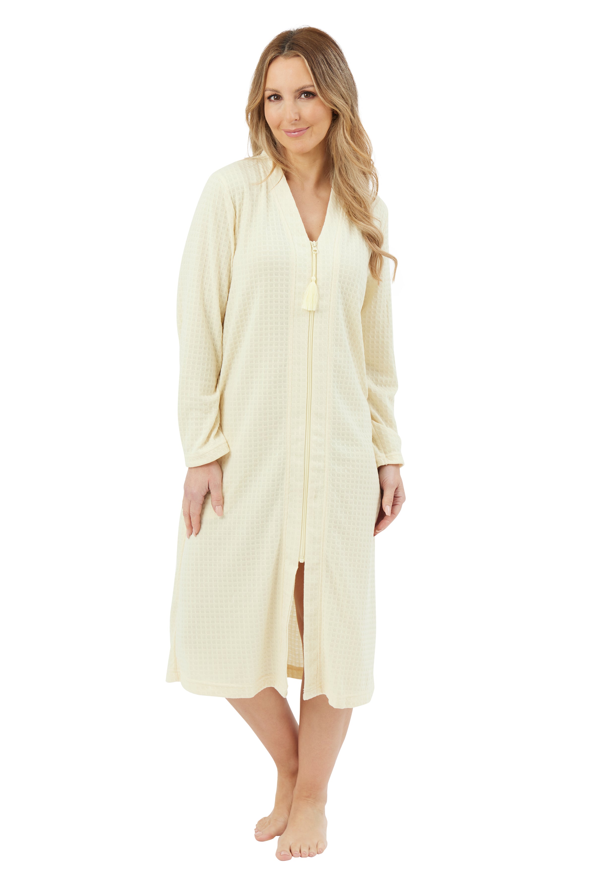 Waffle Zip Robe - Lemon