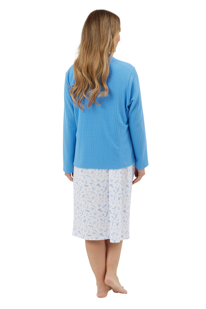 Waffle Zip Bedjacket - Blue