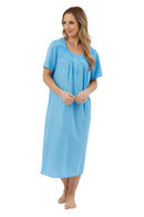 Dobby Spot 45 L Nightdress - Blue