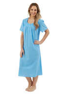 Dobby Spot 45 L Nightdress - Blue
