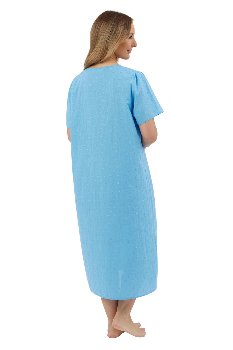 Dobby Spot 45 L Nightdress - Blue
