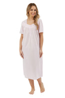 Dobby Spot 45 L Nightdress - Pink