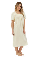 Dobby Spot 45 L Nightdress - Lemon
