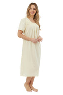 Dobby Spot 45 L Nightdress - Lemon