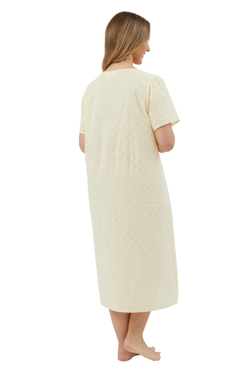 Dobby Spot 45 L Nightdress - Lemon