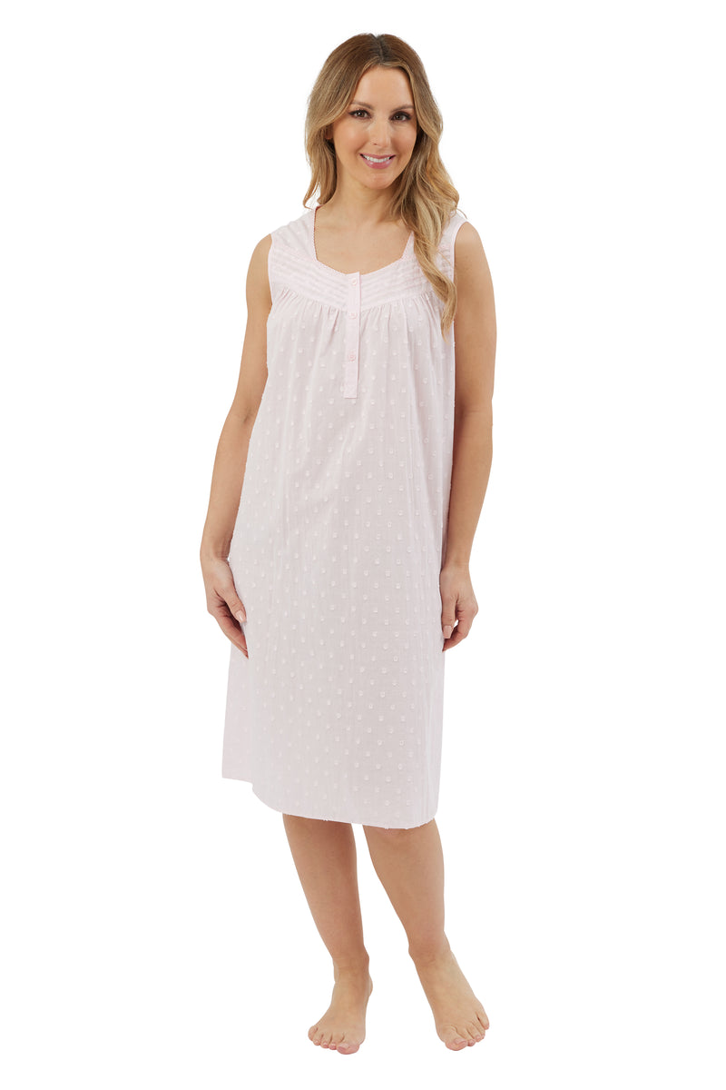 Dobby Spot Bus 40L Nightdress - Pink