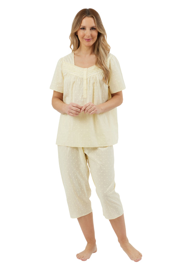 Dobby Spot Pyjama - Lemon