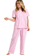 Dotty Floral Yoke Pyjama - Pink