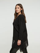 LACE FINISH JUMPER - Black