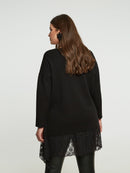LACE FINISH JUMPER - Black