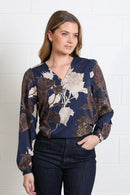 Mia Floral Blouse - Blue Floral