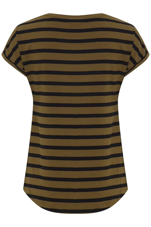 Pamila Round Neck T-Shirt - Military Olive Mix