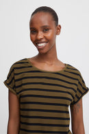 Pamila Round Neck T-Shirt - Military Olive Mix