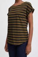 Pamila Round Neck T-Shirt - Military Olive Mix