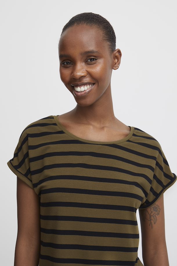 Pamila Round Neck T-Shirt - Military Olive Mix