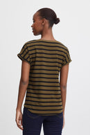 Pamila Round Neck T-Shirt - Military Olive Mix