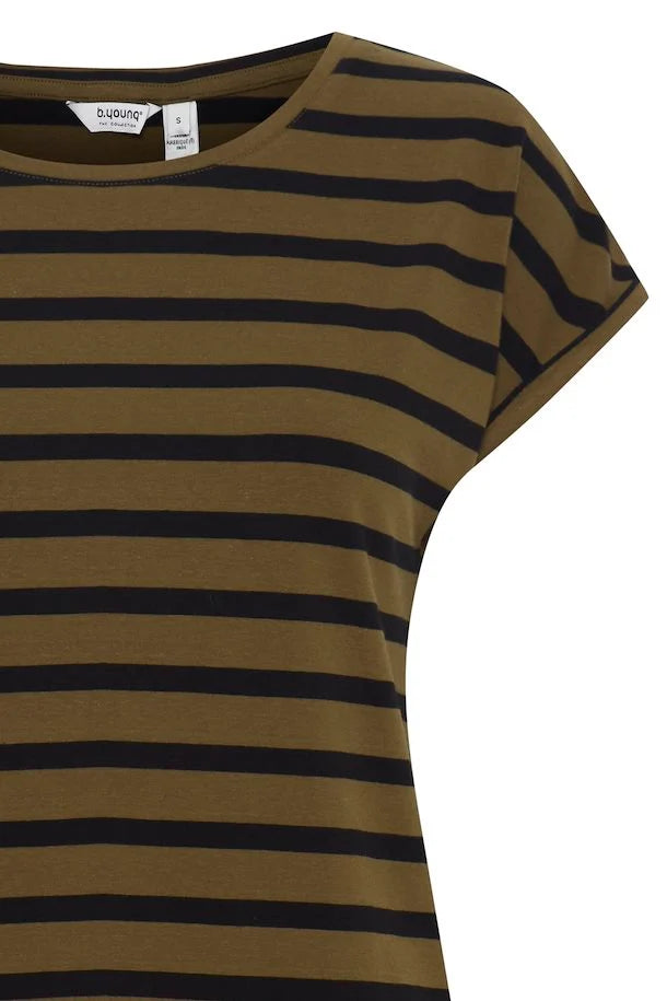 Pamila Round Neck T-Shirt - Military Olive Mix