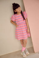 Milly AOP dress with bow detail - Camelia Pink