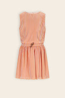 Miral Striped Plisse S/less dress - Orange Coral