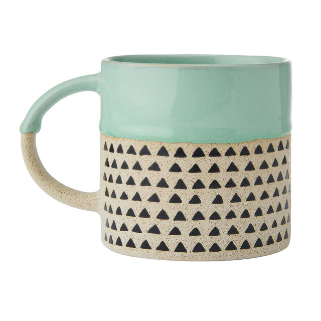 Wax Resist Green Glaze Mug