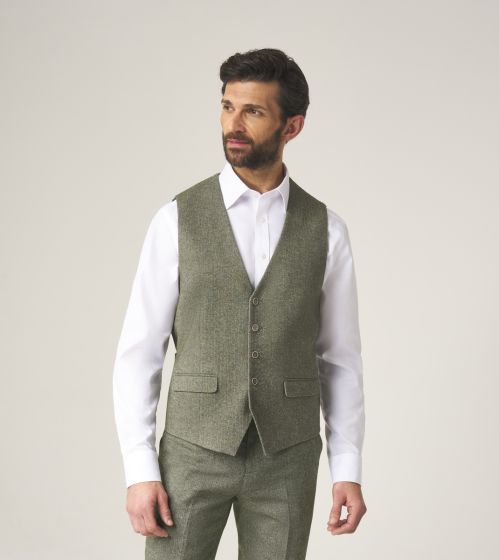 Jude Herringbone Waistcoat - Sage Green