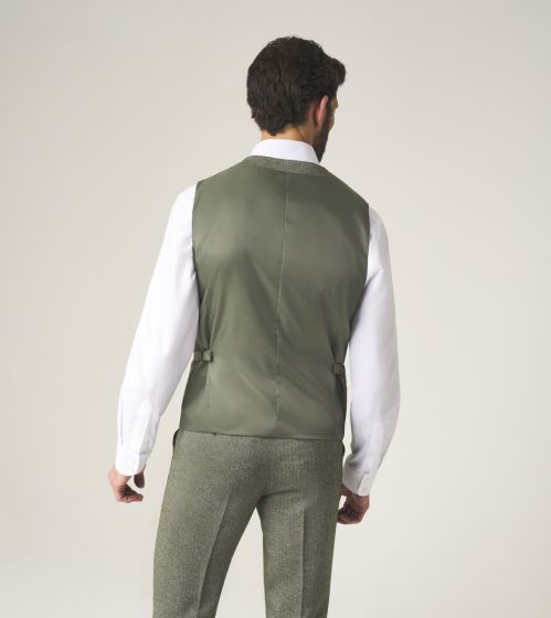 Jude Herringbone Waistcoat - Sage Green