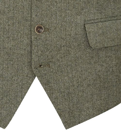 Jude Herringbone Waistcoat - Sage Green