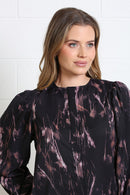 Naomi Print Blouse - Black