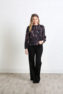 Naomi Print Blouse - Black
