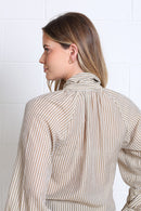 Natalia Bow Neck Blouse - Light Coffee