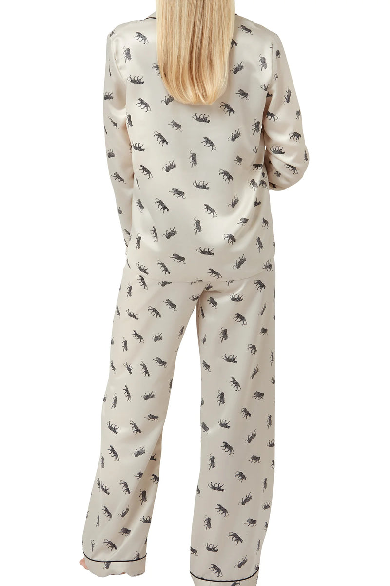 Satin Tiger Print Pyjama - Oatmeal