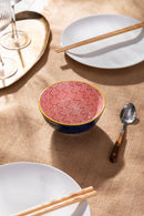 Red and Blue Arc Stoneware Nibble Bowl - 12cm