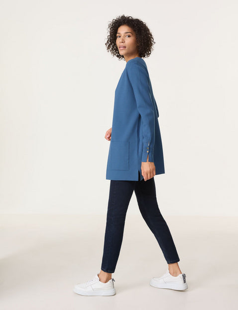 Blue Dimension Long Cardigan - Blue Steel
