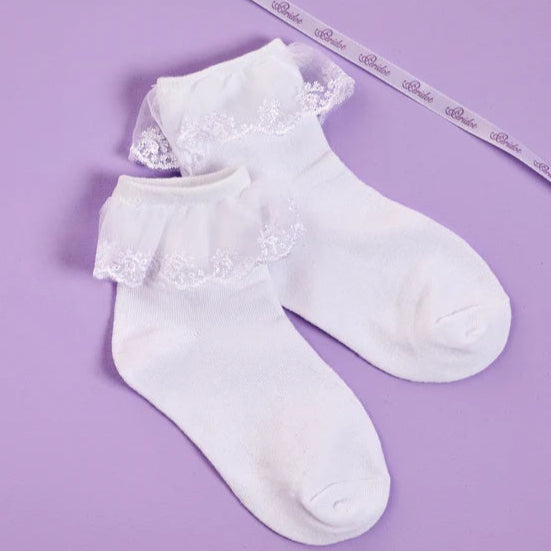 Ingrid Communion Socks - White