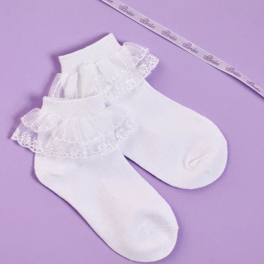 Louise Communion Socks - White
