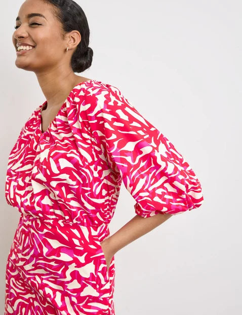 At The Riviera Dress - Digital Red Print