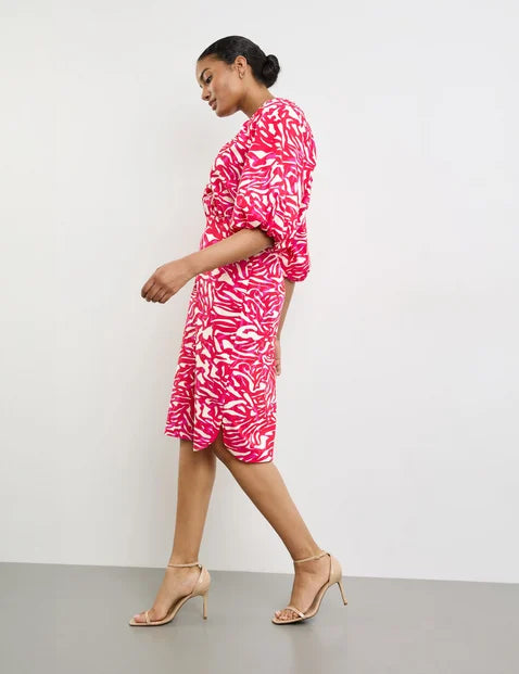 At The Riviera Dress - Digital Red Print