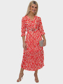 Positano Plain Dress - Orange Print