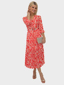 Positano Plain Dress - Orange Print