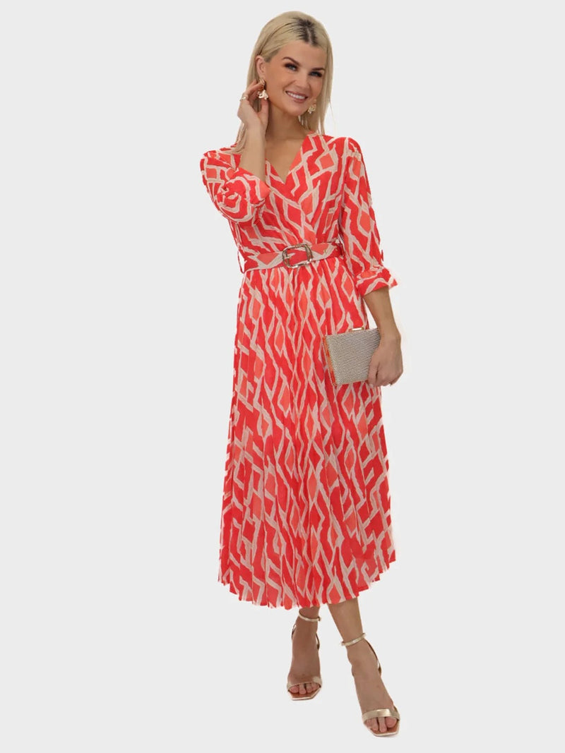 Positano Plain Dress - Orange Print