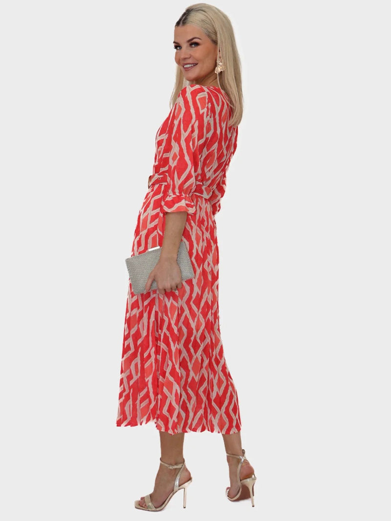 Positano Plain Dress - Orange Print