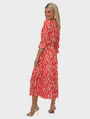 Positano Plain Dress - Orange Print
