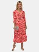 Positano Plain Dress - Orange Print