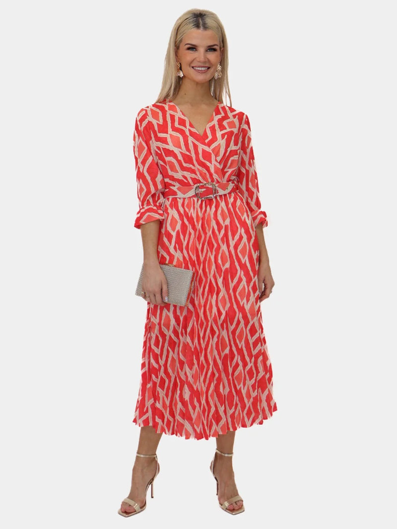 Positano Plain Dress - Orange Print
