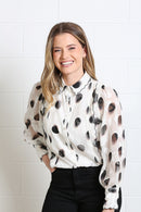 Posy Polka Dot Blouse - White