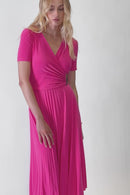 Pleated Wrap Dress - Ultra Pink