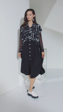 Contrast Hempanel Print Dress - Black/white