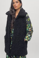 Faux Fur Sleeveless Vest - Black