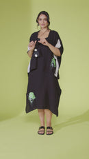 Side Print 2 Piece Dress - Black/off White