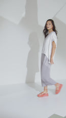 Print Square Shape Top - White/mink